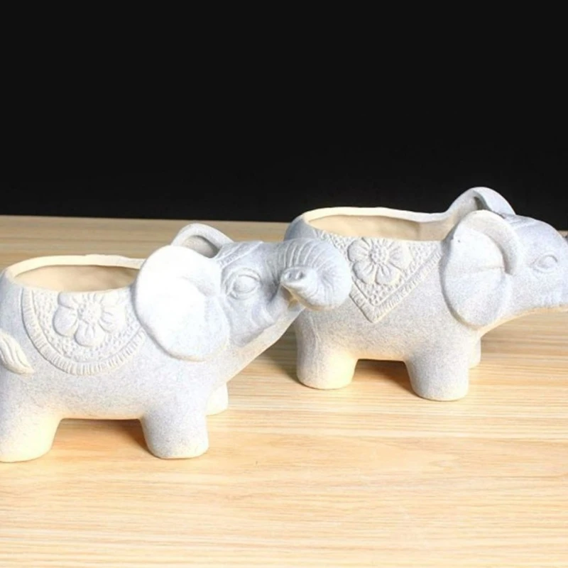 Elephant Succulent Flower Pots Mold Pen Holder Silicone Mould Concrete Plaster Planter Vase Mold Epoxy Resin Molds