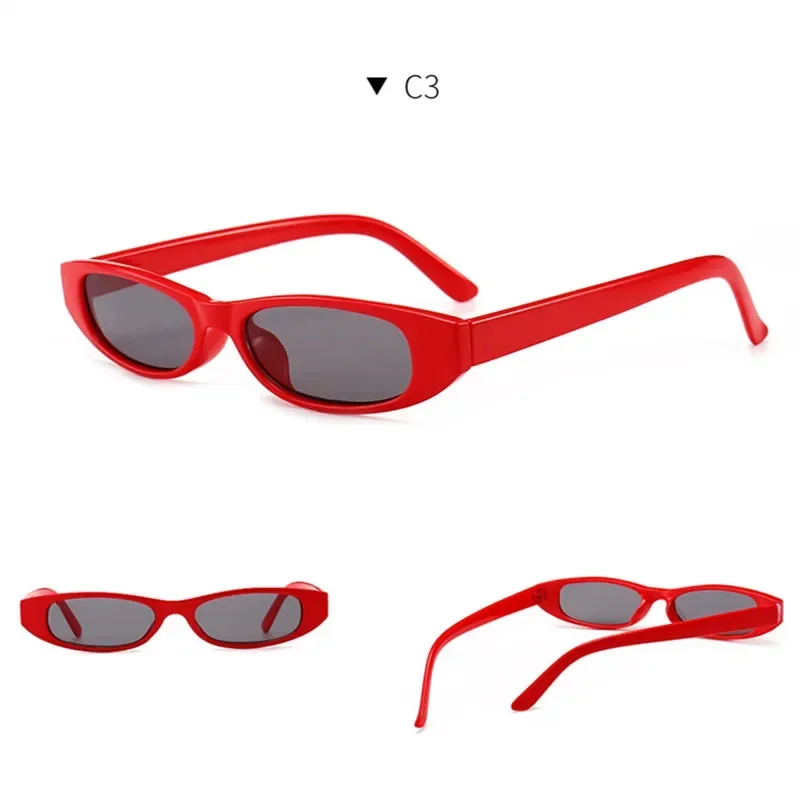 Women Cat Eye Rectangle Sunglasses Designer Ladies Small Frame Black Red Sun Glasses Brand Retro Skinny Eyewear