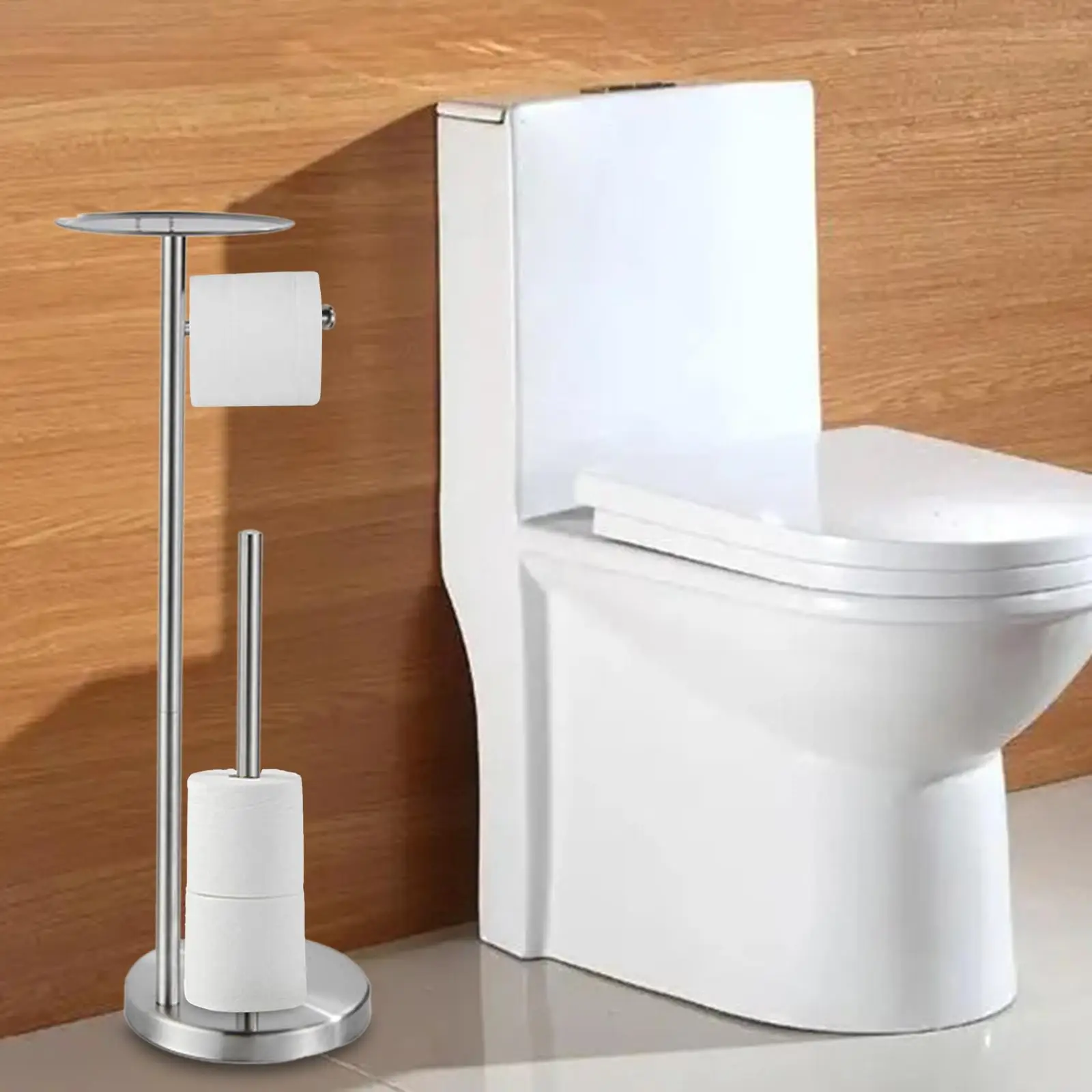 Toilet Roll Holder Stand Toilet Roll Holder with Shelf Reserve Portable