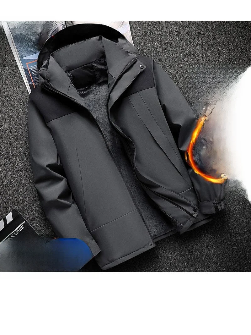 

Men's Outdoor Jaet Large Size Workwear Windproof Warm Fce Lined Construction Site Car Repair Wear Resistant Labor Protec...