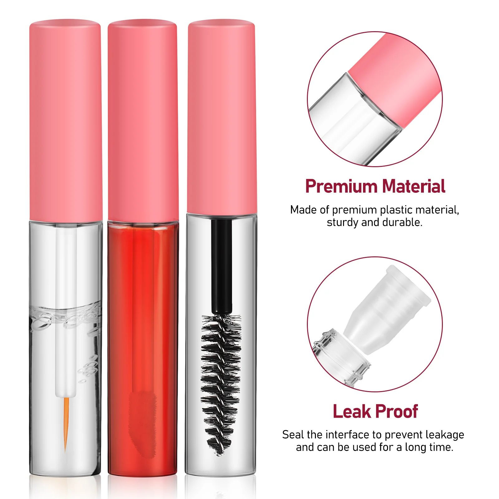 6Pcs Reusable Empty Eyelash Tubes Mascara Containers with Wand Refillable Travel Bottles for Makeup Application
