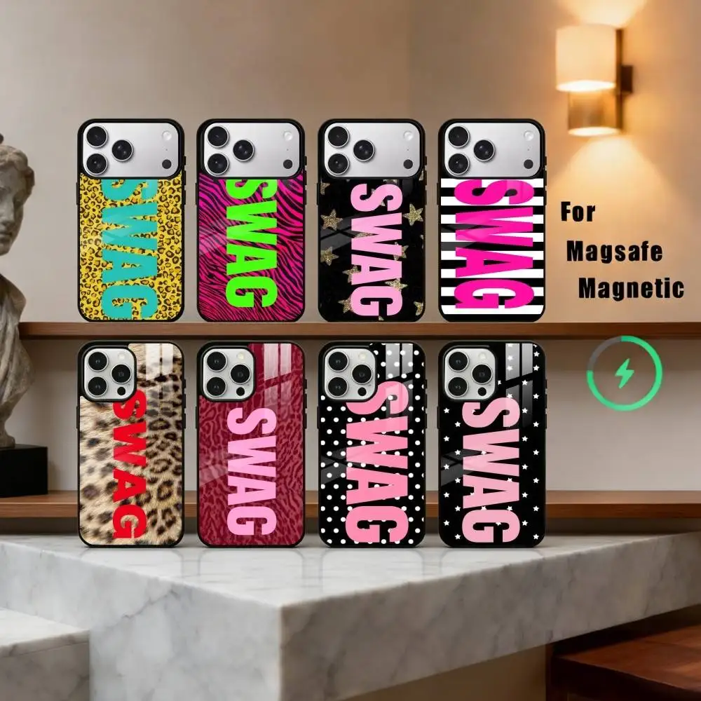 

C-Clmj L-Leopard P-Print SWAG Phone Case For iPhone17,16,15,14,13,12,11 Plus,Pro Max Magnetic For Magsafe Wireless Charging
