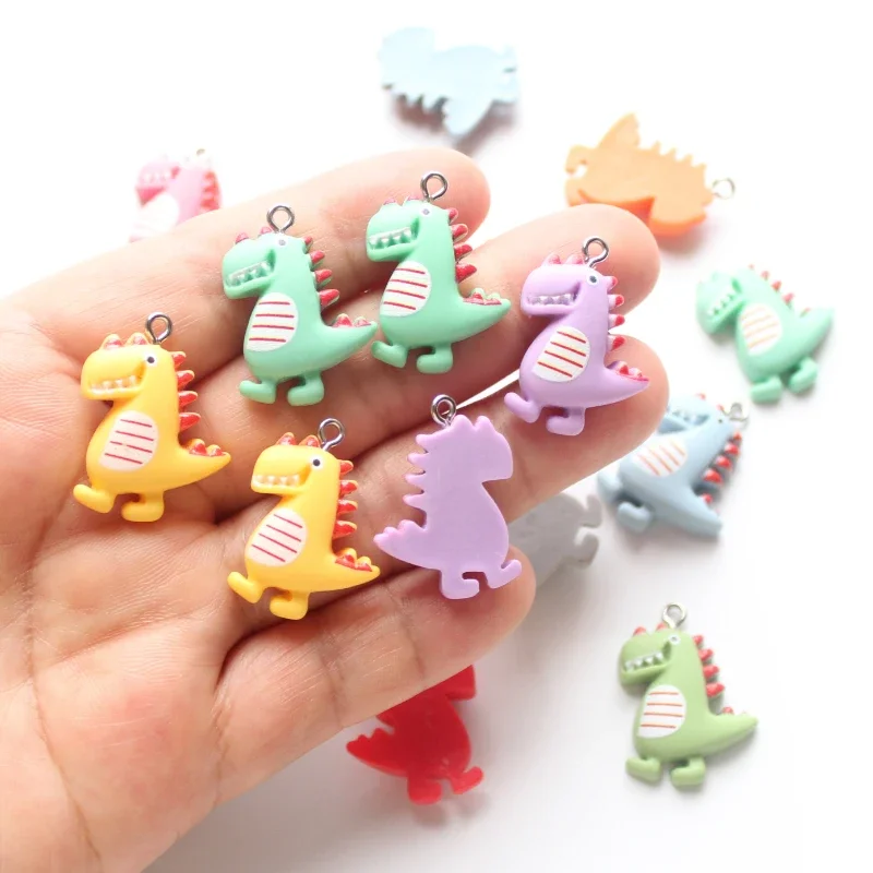 10pcs 20*25mm Cartoon Dinosaurs Mini Animal Flatback Resin Cabochon Scrapbook DIY Jewelry Decor Embellishments Craft Accessories