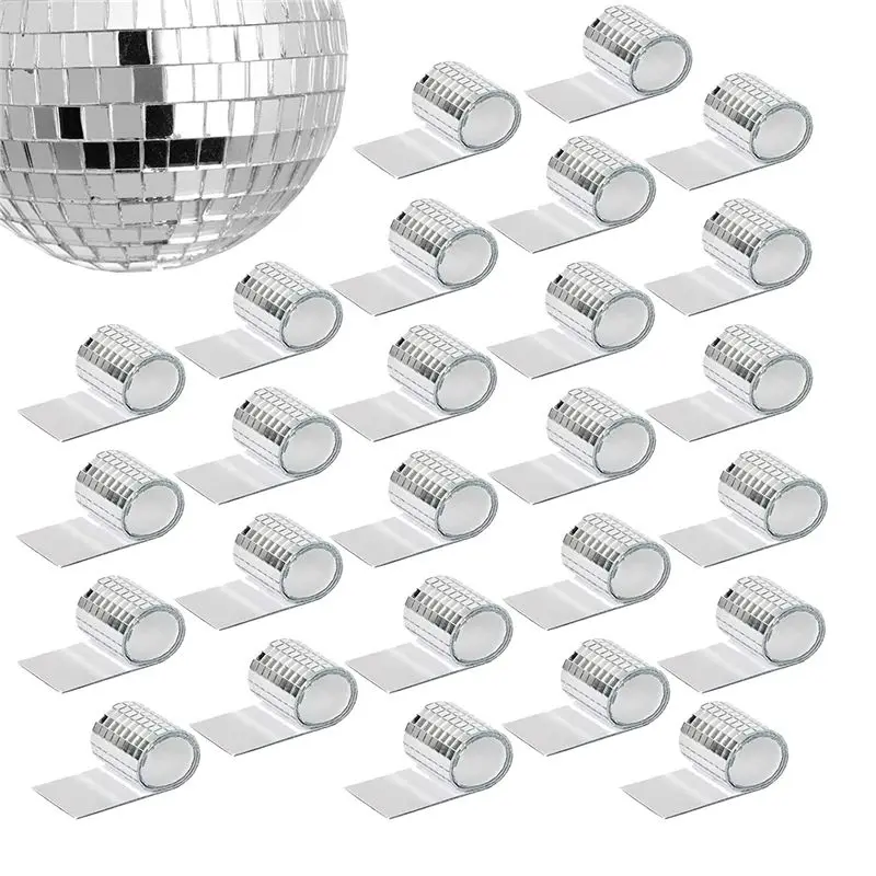 A74U 26 PCS Mirror Mosaic Tiles Self Adhesive Disco Ball Tiles Small Square Mirror Mirror Tiles Sticker for DIY Craft