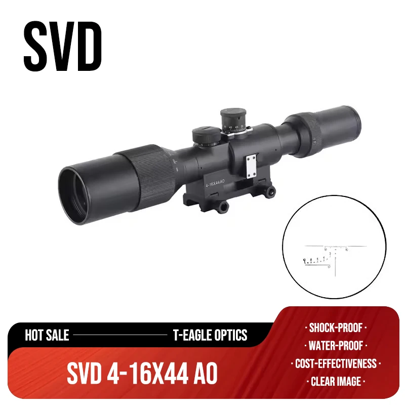 SVD 4-16X44AOE FFP Dragunov Sniper Airsoft Rifle Red Illuminated Scope For Hunting Tactical Optics Sights Shooting AK Rifle Ak47