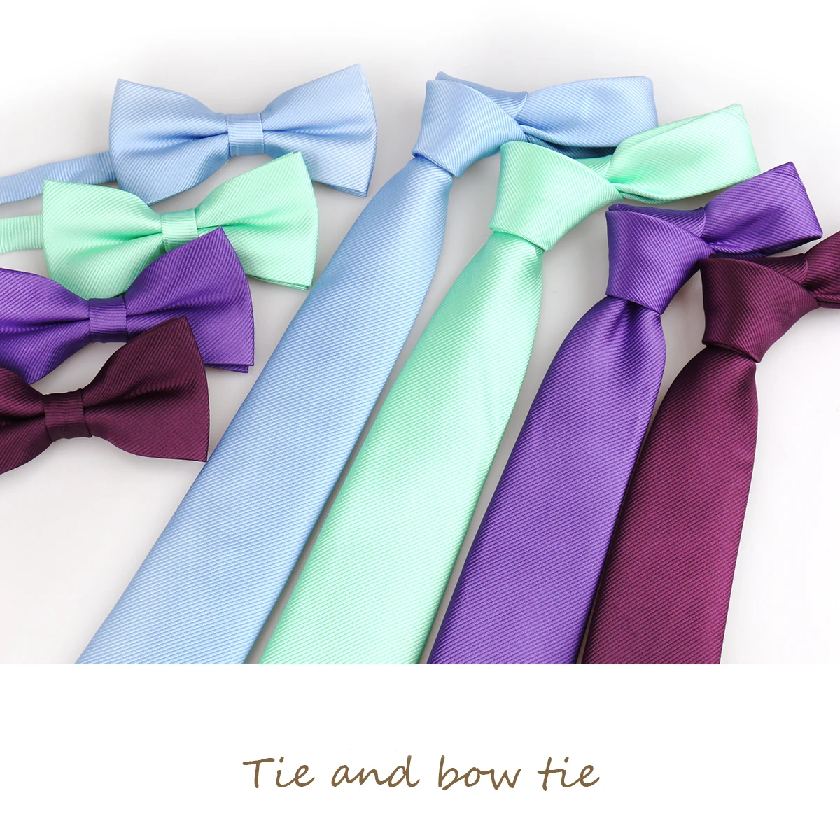 Classic Men Tie Two Piece Set Elegant Solid Color Tie with Tie Knot Business Wedding Gift Formal Suit Accessories