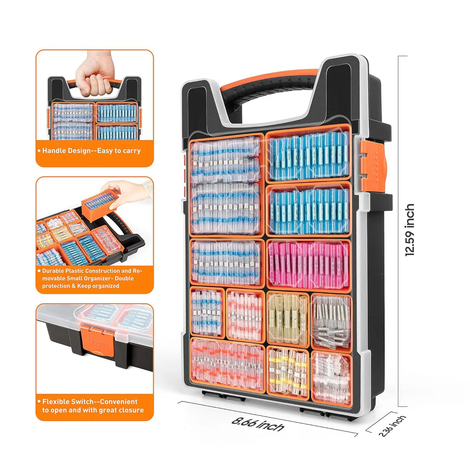 

1100Pcs Solder Seal Wire Connectors Heat Shrink Wire Connectors Waterproof Insulated Electrical Terminals Kit Automotive Marine