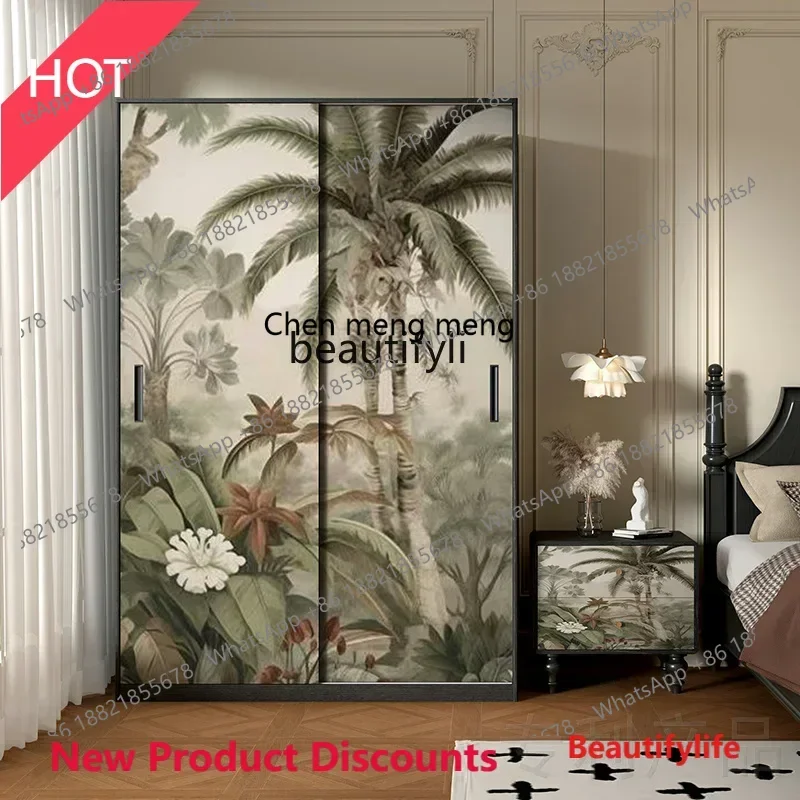 

z11Solid wood wardrobe cream storage cabinet bedroom wall floor-to-ceiling wardrobe locker