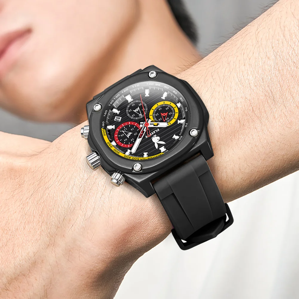 Top Brand Trend Quartz Watch for Men Original Silicone Strap Business Men\'s Watches Waterproof Calendar Multifunction Male Watch