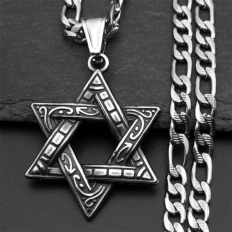 قلادة نجمة داود من الفولاذ المقاوم للصدأ، قلادة رمزية يهودية سداسية، متوفرة بالذهب والفضة، إكسسوار مجوهرات