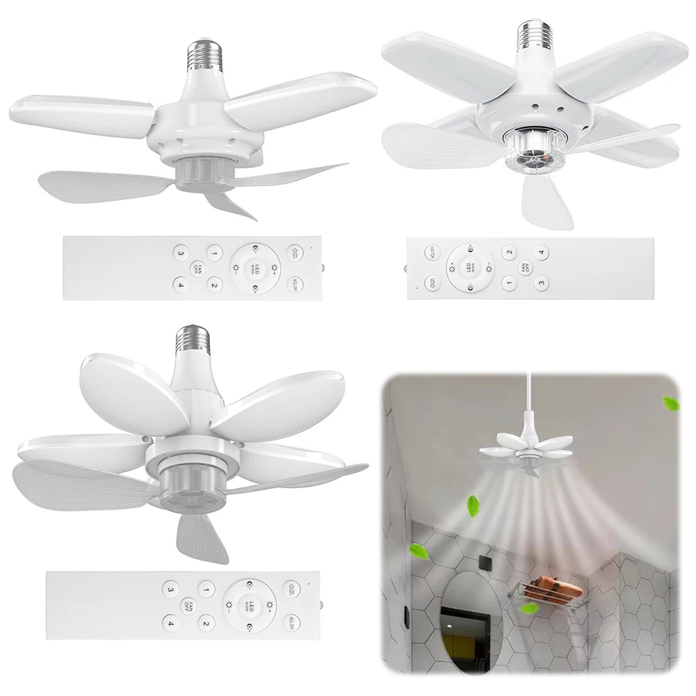 Modern Ceiling Fan with LED Light Remote Control Silent Ceiling Fan for Kitchen Bedroom Basement Dining Living Room