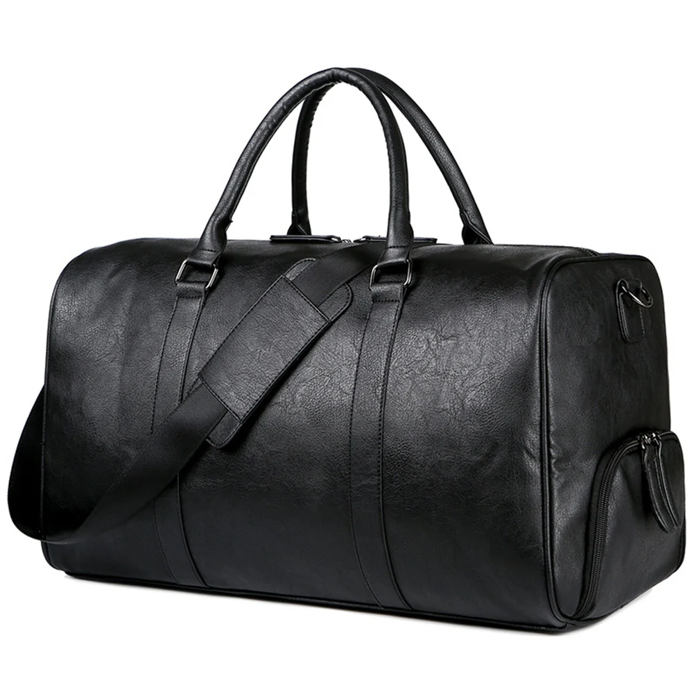 

Men's Leather Travel Bag, Retro Handbag, Large-Capacity One-Shoulder Messenger with Shoes, Fitness Luggage Bag
