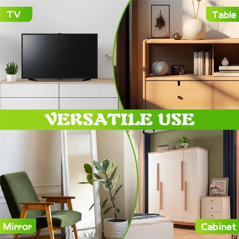 AT28-Non-Drill Adesivo Confezione da 2 Cinghie di sicurezza TV, Ancoraggi antiribaltamento regolabili a prova di bambino per mobili