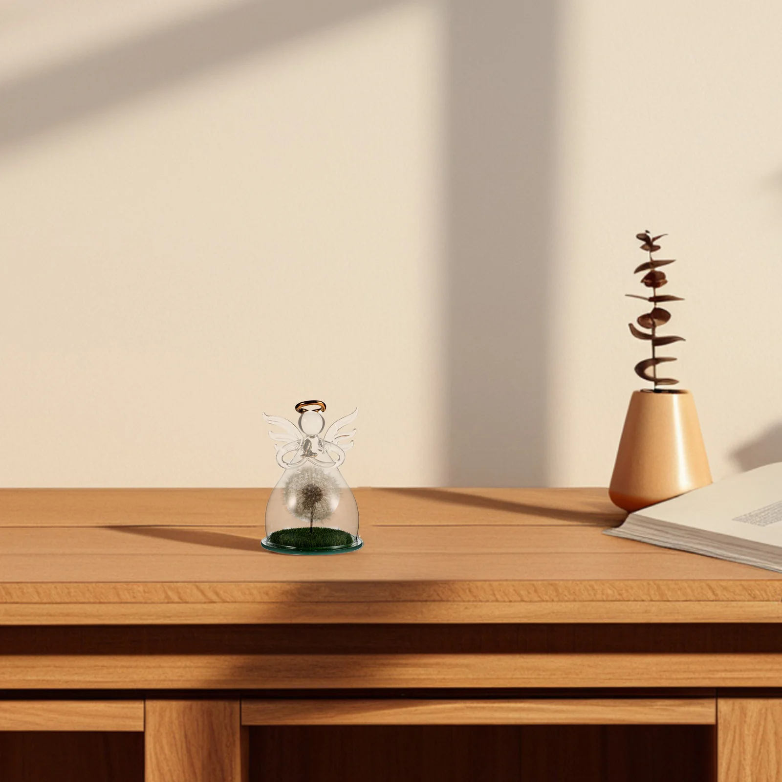 

Preserved Dandelion Eternal Flower Glass Dome Angel Decoration Birthday Home Display Romantic Floral Centerpiece Valentine's Day