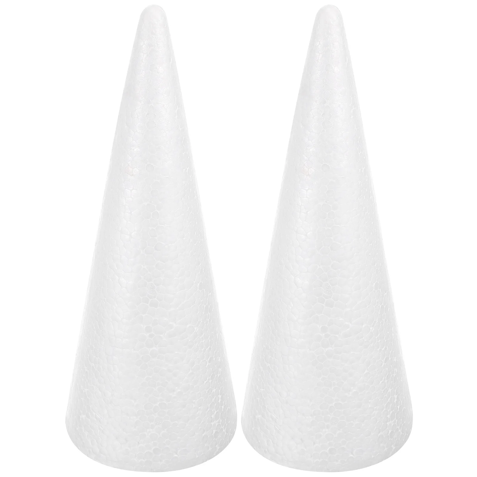 

2Pcs White Craft Polystyrene Solid Cones DIY Projects Children Activities Cake Stand Flower Arrangement Decoration