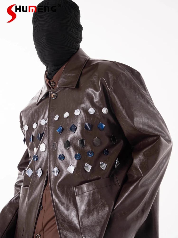 

Men's High-End Jackets Men's 2025 Autumn Winter New Loose Comfort Trend Faux Leather Jackets Solid Color Chic Faux Leather Coats