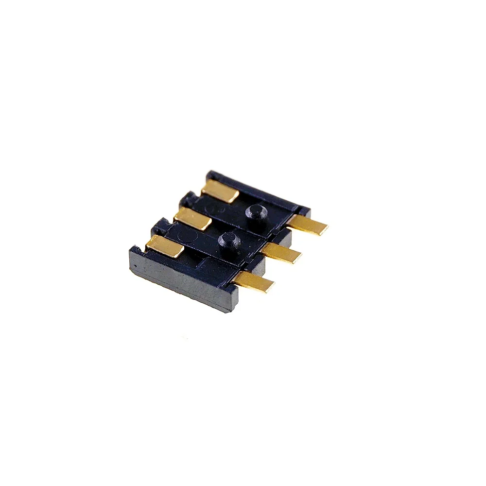 5pcs Spring Compression Contact 2.5 mm Pitch 3 Pin Female Male Connector Surface Mount Rechargeable Battery Connector Gold Flash