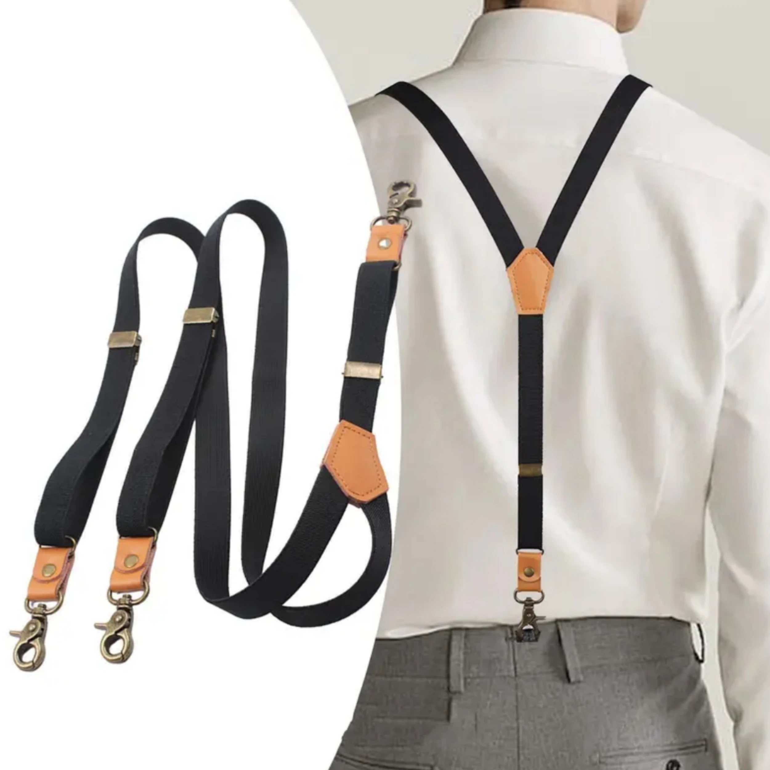 Adult Suspenders Retro Three Hooks Y-shaped Stripes Unisex Adjustable Elastic Braces Pants Versatile Accessories Belt for Men