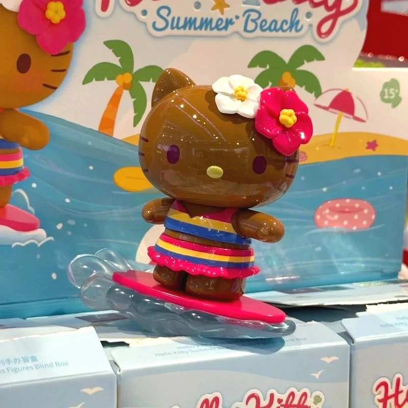 Nouvelle série Hello Kitty Summer Beach : Figurine mystère, décoration de bureau, poupée anime, boîte surprise, jouets tendance, cadeau surprise