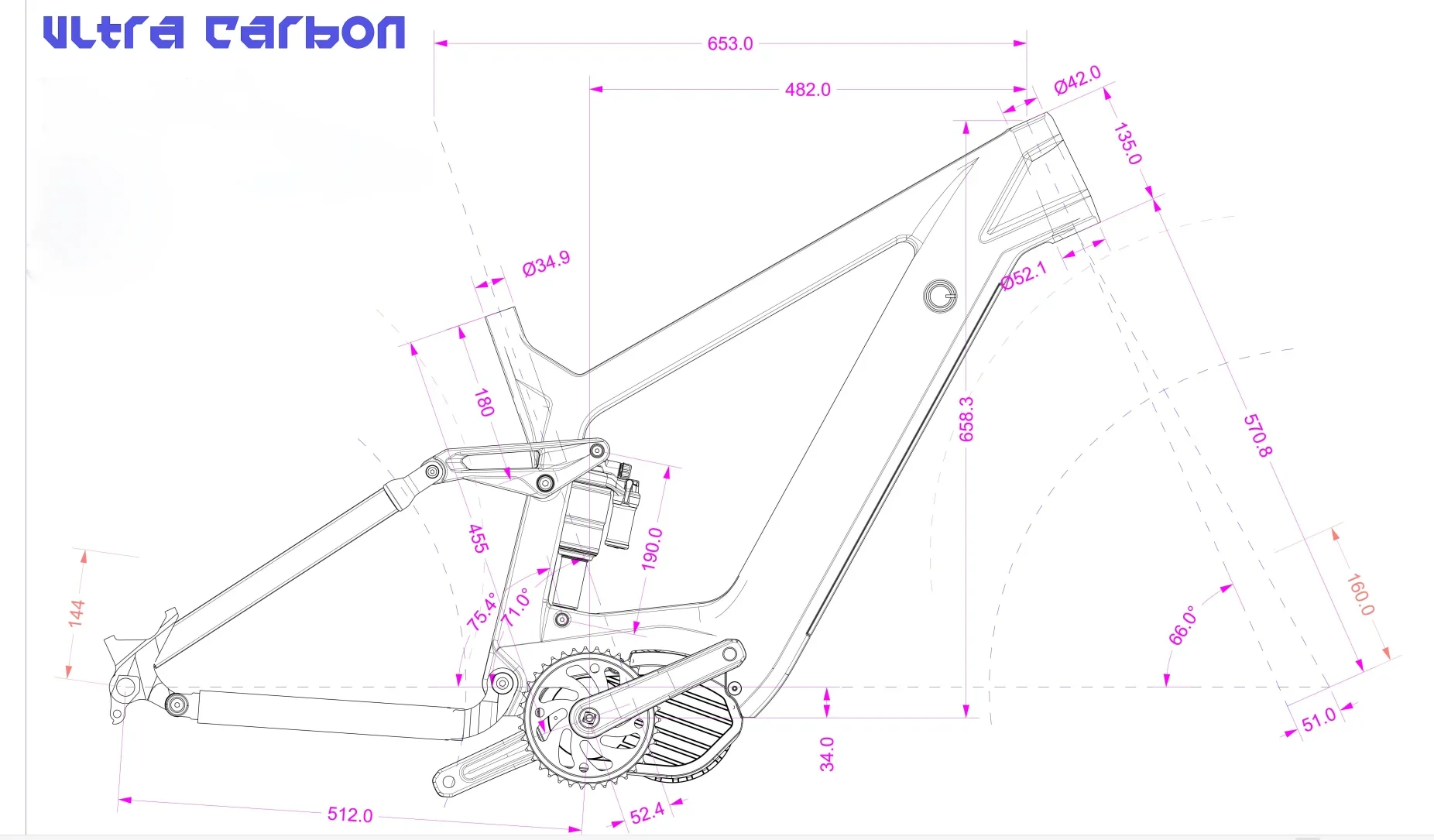 Frame Bafang G510 Carbon Fiber M620 Frame MTB 29\'\' Full Suspension Emtb Frame