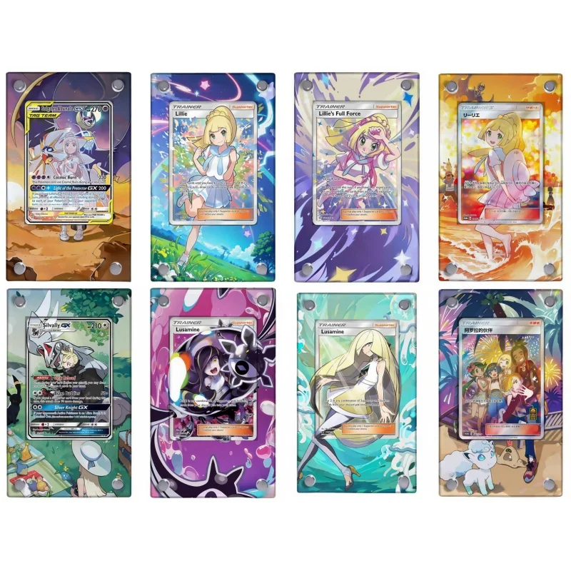 Pokemon Lillie Card Brick Lusamine Alola Region Gladion PTCG Diy Acrylic Action Toy Figures Anime Game Collection Display Rack