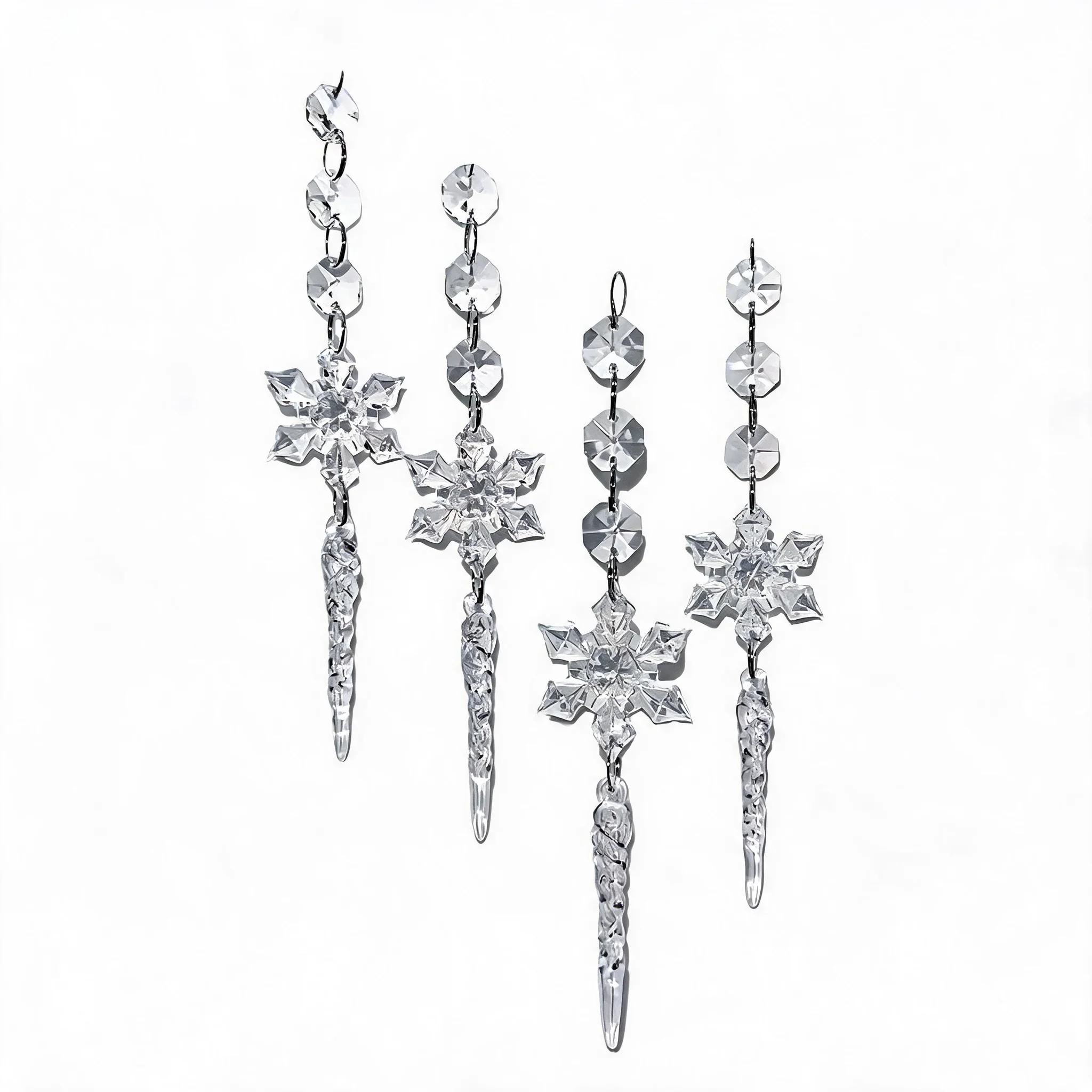 8/12PCS Crystal Snowflake Pendants Christmas Tree Ornaments Party & Window Decoration,Hanging Decor, Festive Sparkling Ornaments