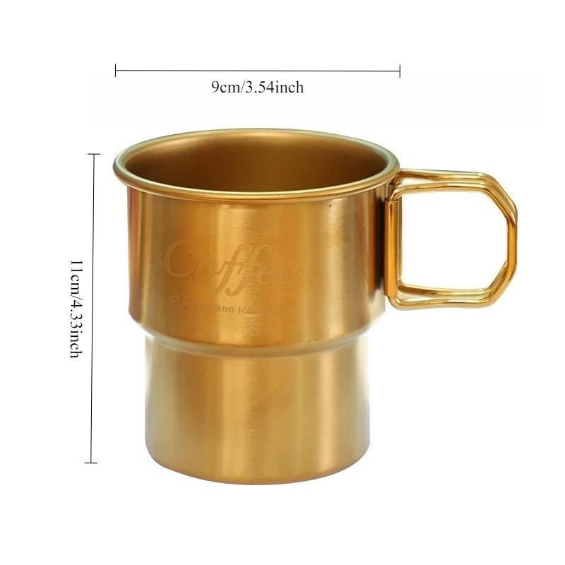 1PCS Stainless Steel Step Cup with Handle, Outdoor Camping Coffee Mug for Hiking Rolled Rim Design Single-Layer Drinking Cup