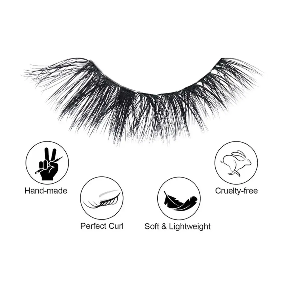 Women No Need Glue Fox Eye Effect Fluffy False Eyelashes Self-adhesive Reusable Segmented Thick Winged Lash Daily Use