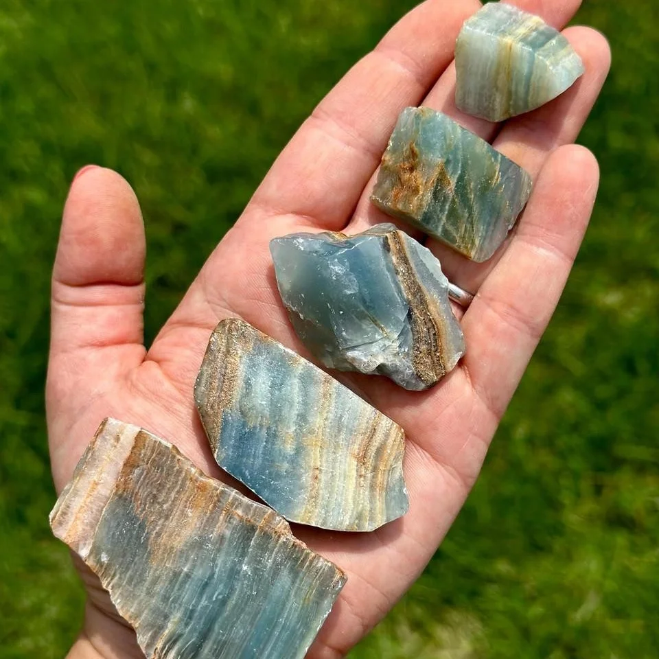 Natural Blue Onyx raw stone mineral specimen gemstone crystal for chakra balance Reiki, good luck/gift ornament - view 3