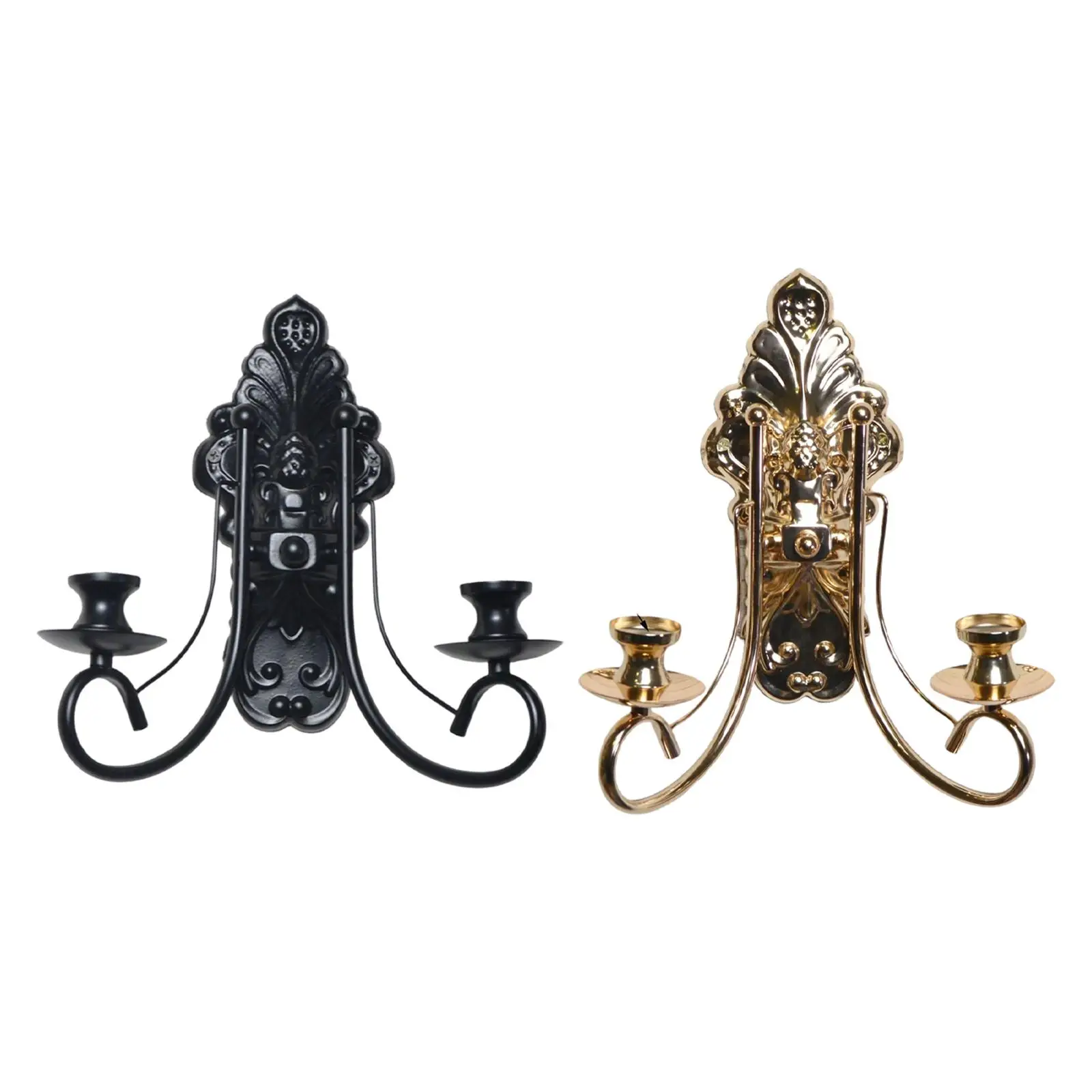 

Metal Candle Sconces Gothic Candle Holders Double Stand Wall Mount Candelabra for Dining Room Wedding Living Room Anniversary