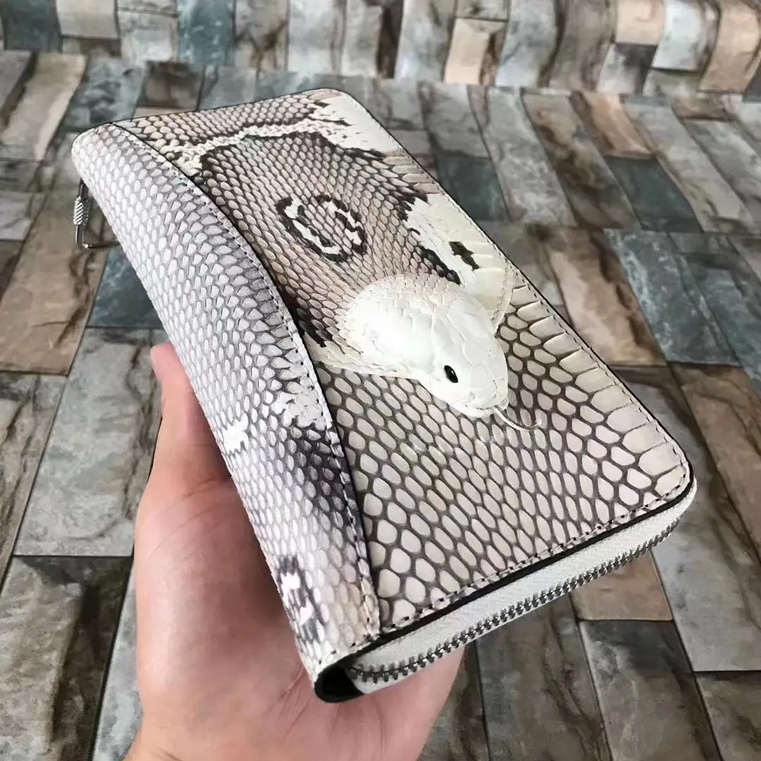 2023 New Designer Snakeskin Men\'s Wallets Fashion Genuine Leather Zipper Wallet Leisure Large Capacity Clutch Bag 50