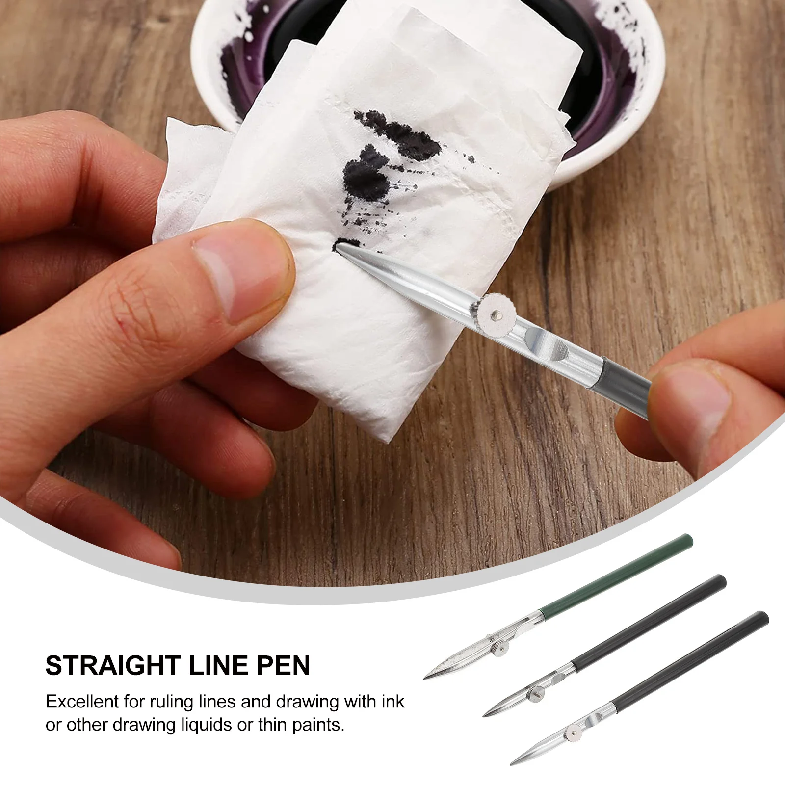 3Pcs Straight Line Pen Set Adjustable Metal Ruling Pen for Drawing Fine Lines Technical Art Calligraphy Ink Gouache
