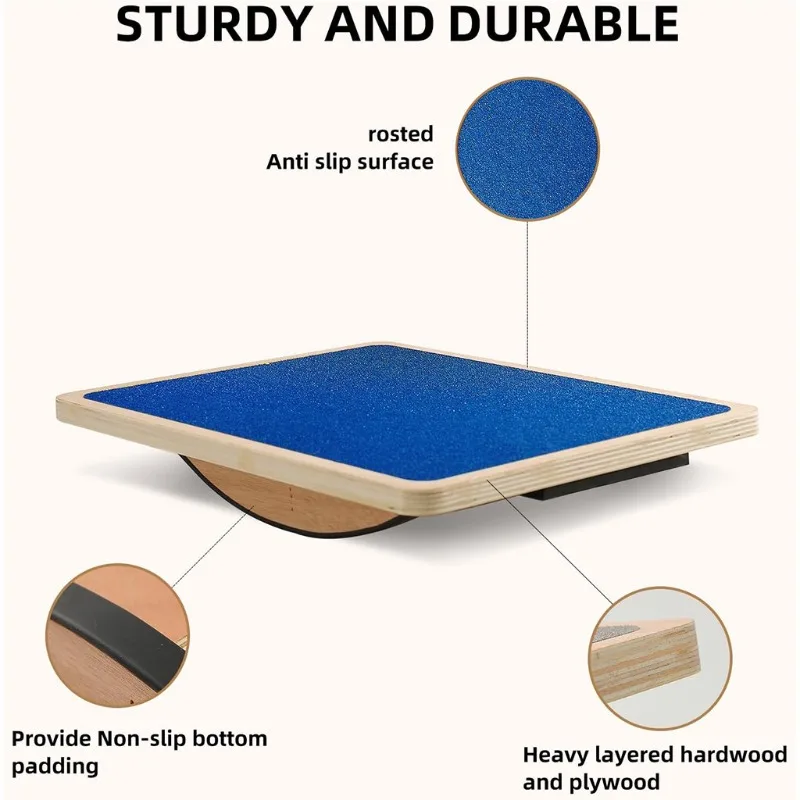 Portable Wooden Square Balance Table Anti Slip Seesaw Sensory Integration Rehabilitation Coordination Fitness Training Board