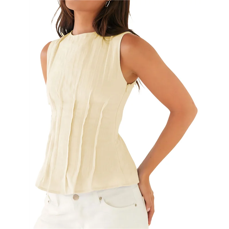 

CGS-Women's Casual Tank Tops Sleeveless Ruched Work Blouse Fitted 2025 Trendy Shirts