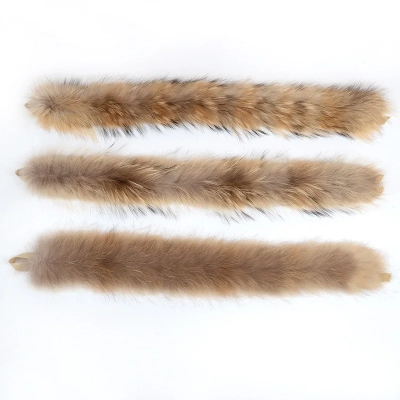 Raccoon Fur Collar Tops Hats Stripe Fur Collar  Fur Edge Clothing Accessories Down Jacket Cotton-Padded Coat Bufandas