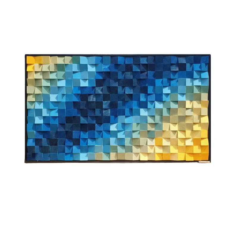 Handmade Art Deco Modern 3D Bamboo Wood Wall Decorative Panel Green Customizable Mosaic Painting for Wedding Birthday