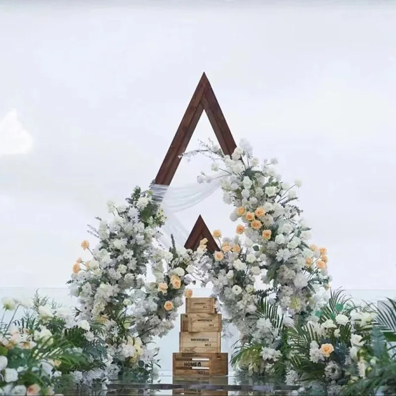 Triangular Mori wedding wedding, arch outdoor flower door decoration wooden frame ins wind confession flower shop photo backgrou