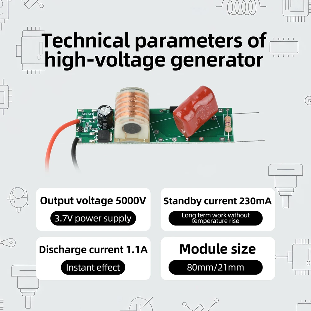 Hochleistungs-Boost-Spulenmodul 3,7V-3000V Hochspannungs-Lichtbogenimpuls für elektrische Mückenklatschen und Schädlingsbekämpfung – Detail 8