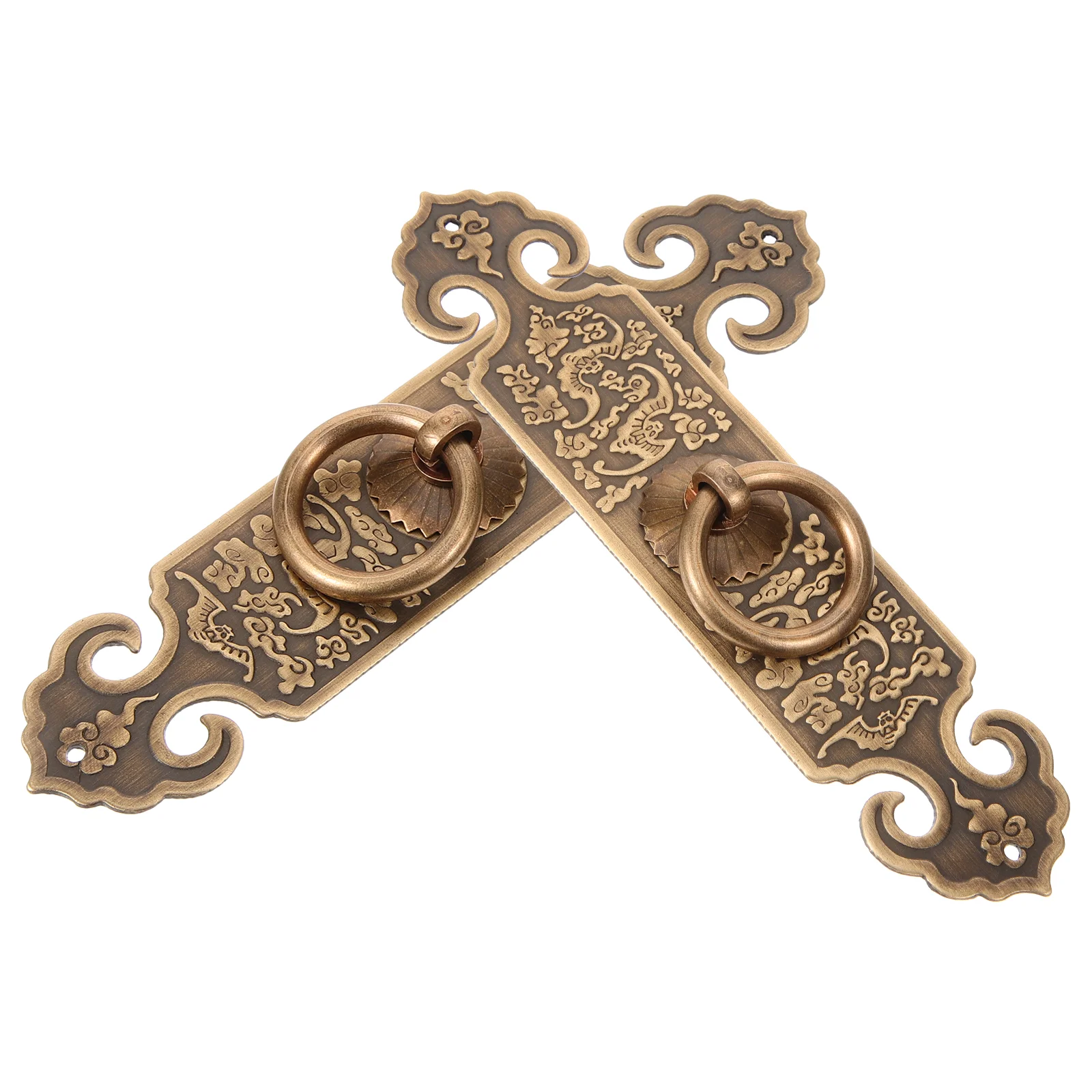 

2 Pcs Vintage Retro Cabinet Handles 14 5cm Copper Chinese Style Pull Rings for Drawer Dresser Wardrobe Door Knobs