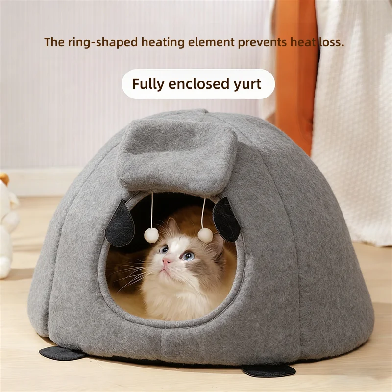 

Зимняя теплая лежанка для животных в форме ягненка, круглая, мягкая, пушистая, уютная, теплая лежанка-пещера для кошек и маленьких собак, с защитой