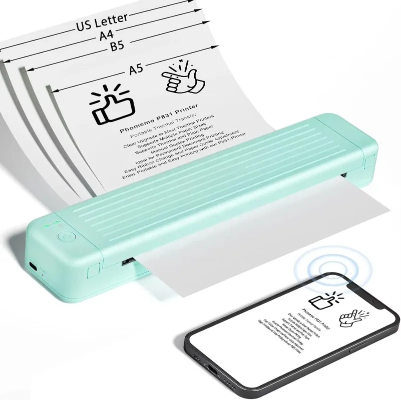 Wireless Portable Inkjet Printer A4 Inkless Transfer Mini Printer for Small Business