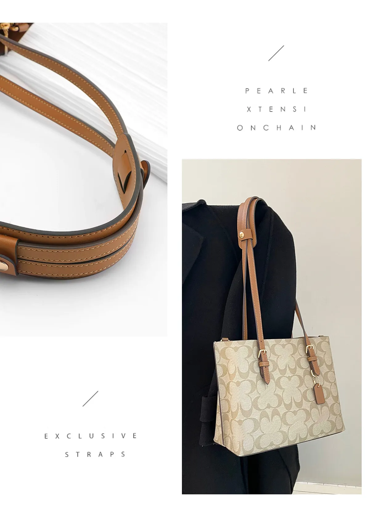 Adjustable Bag Strap For Coach Mollie25 Tote Bag Leather Shoulder Strap Durable Bag Belt Underarm Bag Replacement Accessories