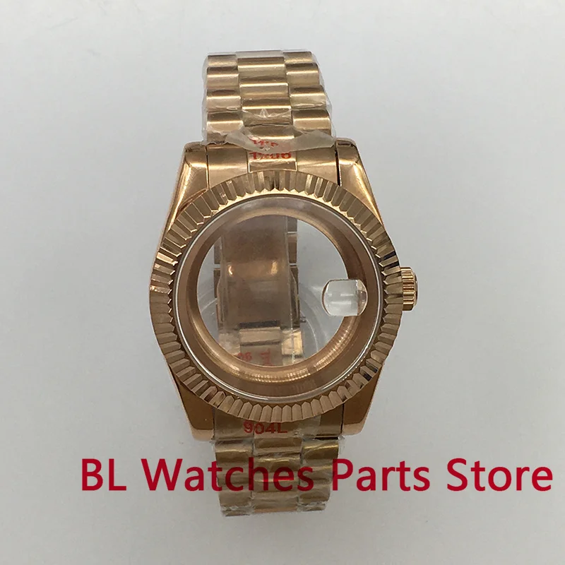 

BL36mm/40mm Rose Gold Watch Fluted Bezel fit NH35A NH36A NH34A MIYOTA 8215 ETA 2824 PT5000 Sapphire Glass Oyster Bracele