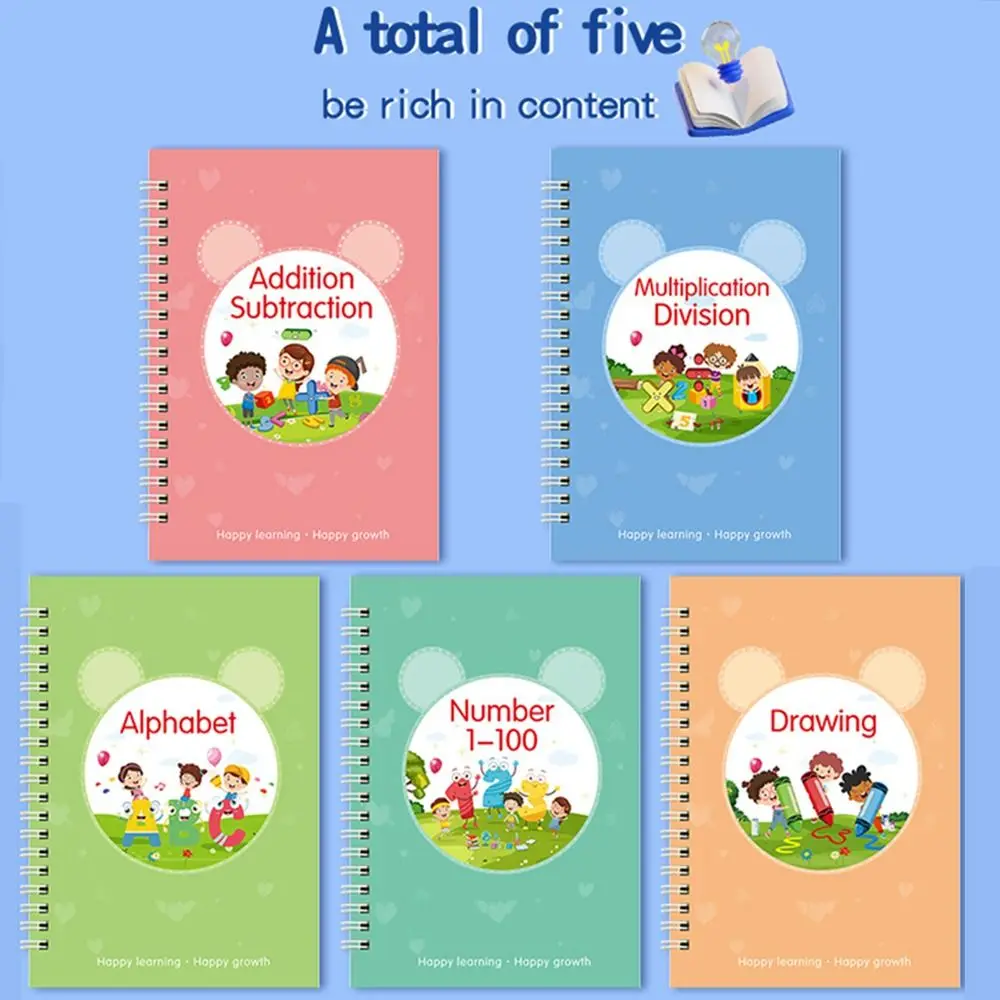 

3D Children's Handwriting Book Handwriting with Pen Magic Practice Writing Post Pen Grip Auxiliary Tools Pen Refills