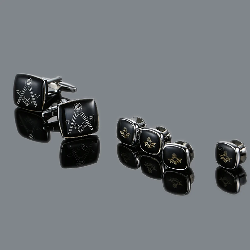 High quality men's French shirt cufflinks copper metal Square Freemason Set cuffs buttons suit accessories wedding jewelry gifts