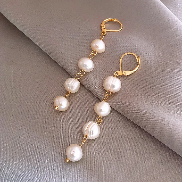 Neue Ankunft Elegante Wasser Tropfen Natürliche Barock Süßwasser Perle 14K Gold Gefüllt Damen Quasten Stud Ohrringe Schmuck Für Frauen – Detail 6
