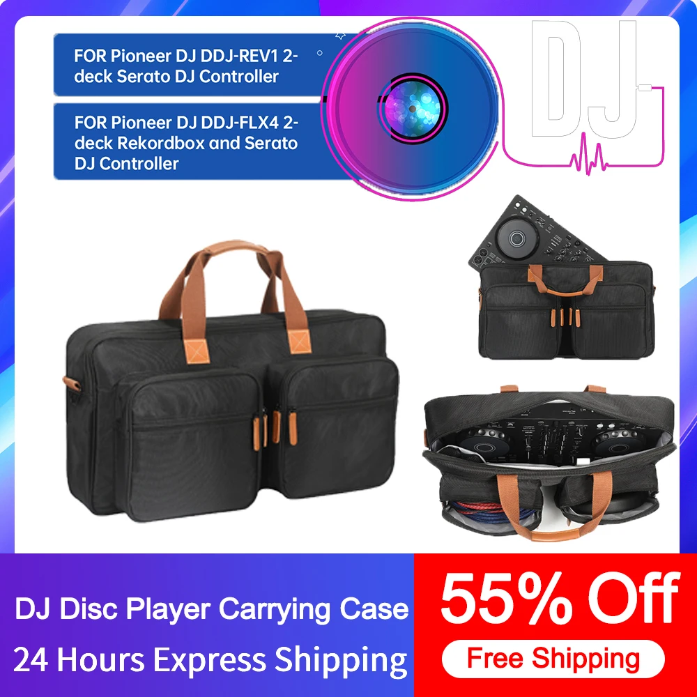 DJ Disc Player Carrying Case For Pioneer DJ DDJ-FLX4 DDJ-REV1/Numark Mixtrack Platinum FX DJ Controller Padded Storage Bag