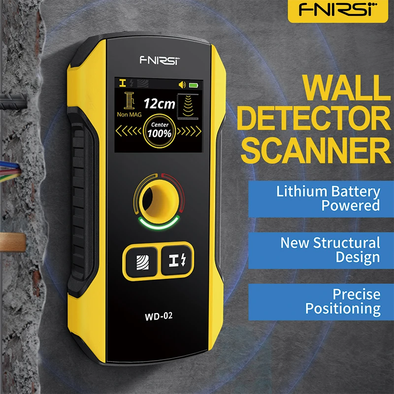 FNIRSI WD-02 Metal Detector Wall Scanner with Newly Designed Positioning Hole for AC Live Cable Wires Metal Wood Stud Find