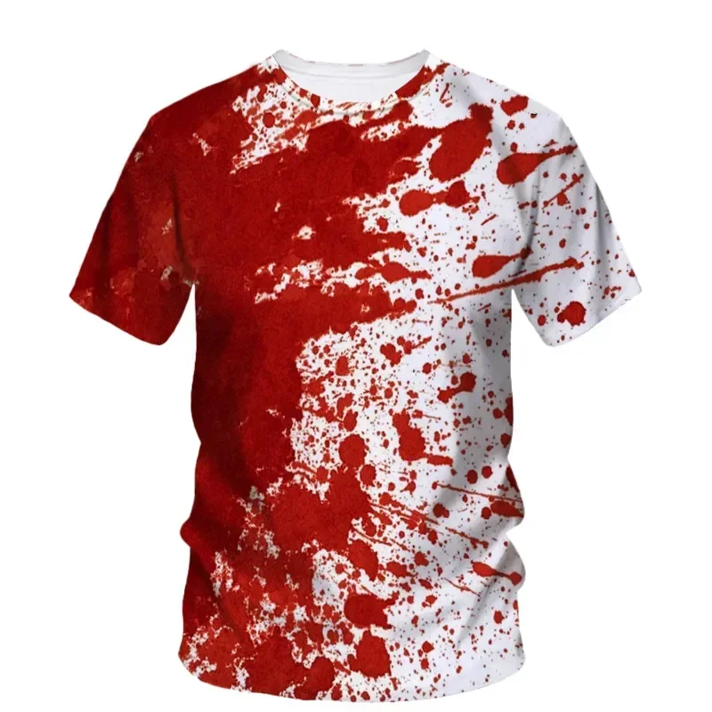 Camiseta Horror Blood para hombre, camiseta hip-hop 3D con cuello redondo, informal y de moda, ropa de calle de talla grande