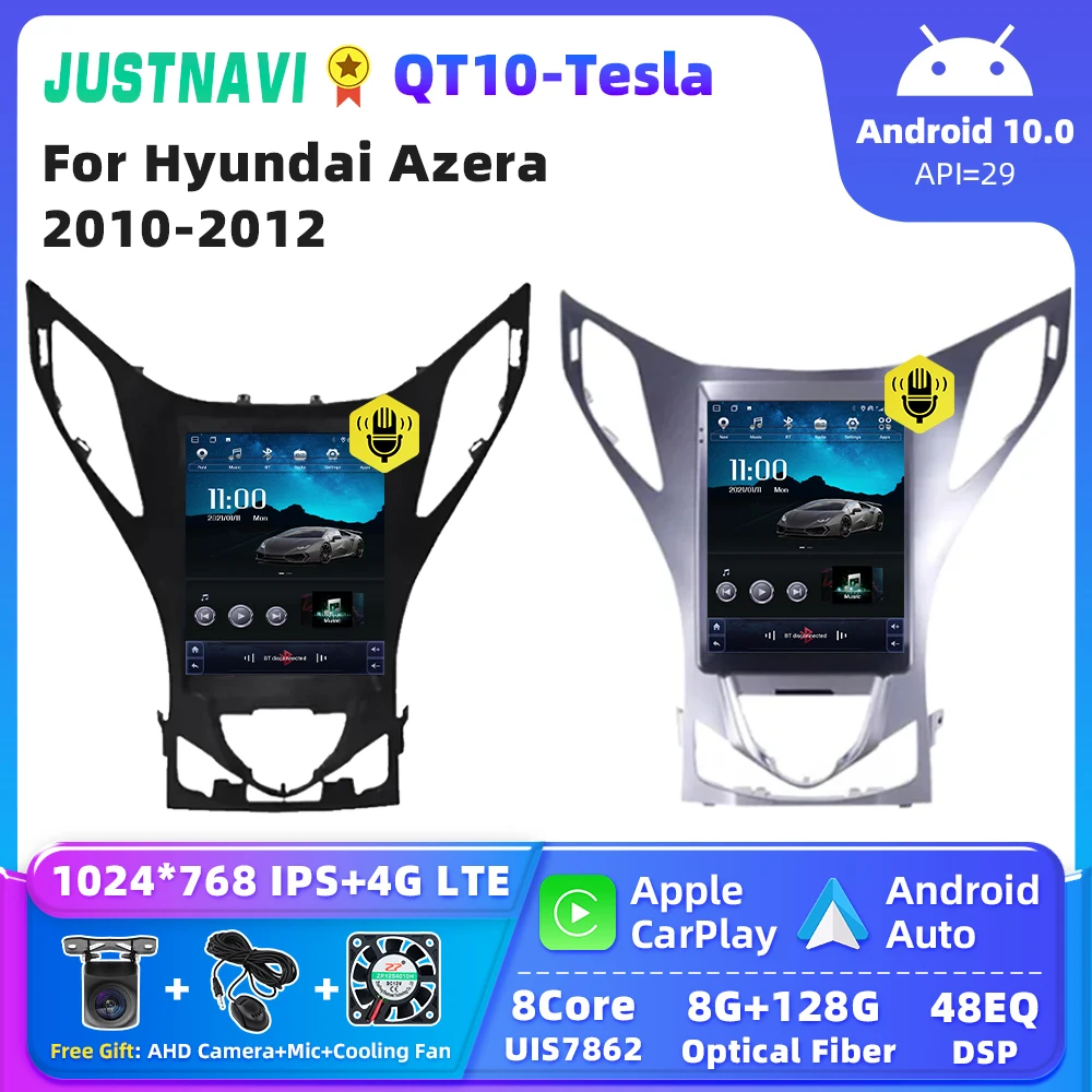 

JUSTNAVI QT10 For Hyundai Azera 2011 2012 Stereo Car Radio Multimedia DSP BT Carplay Vertical Screen Navigation GPS Video Player